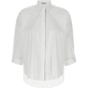 Brunello Cucinelli, Dames, Blouses & Shirts, Wit, Maat: M Katoen,