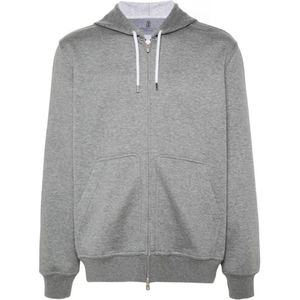Brunello Cucinelli, Heren, Sweatshirts & Hoodies, Grijs, Maat: M Katoen,