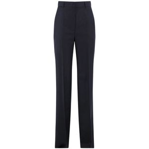 Max Mara Studio, Dames, Broeken, Blauw, Maat: M Flanel,