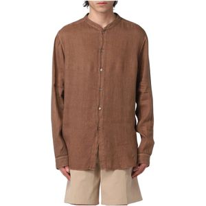 Paolo Pecora, Heren, Overhemden, Bruin, Maat: XL Linnen,