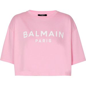 Balmain Paris T-shirt , Pink , Dames , Maat: 2XL