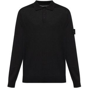 Stone Island, Heren, Truien, Zwart, Maat: XL Wol,