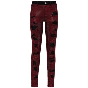 Philipp Plein, Dames, Jeans, Rood, Maat: W26 Katoen,