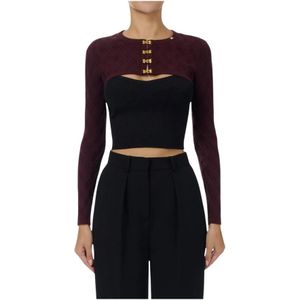 Elisabetta Franchi, Dames, Truien, Rood, Maat: M Leer,