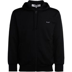 Comme des Garçons Play, Heren, Sweatshirts & Hoodies, Zwart, Maat: L Poliester,