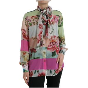 Dolce & Gabbana - Elegant Multicolor Silk Blend Long Sleeve Top - Multicolor