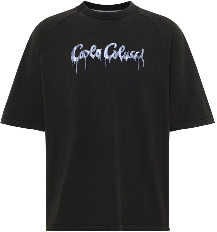 Carlo Colucci - Oversize T-Shirt - Zwart - Katoen - Zware Katoen 200 gsm