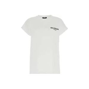 Balmain Witte katoenen T-shirt , White , Dames , Maat: M