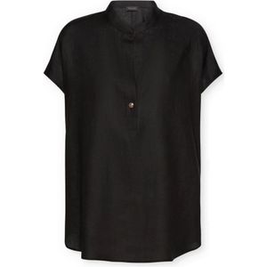 Elena Mirò, Dames, Blouses & Shirts, Zwart, Maat: S Linnen,