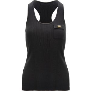 Elisabetta Franchi, Dames, Tops, Zwart, Maat: XS Zijde,