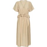 Kaffe - Jurk Jasmin - Sand - Cocktailjurk - 7/8 Lengte - V-hals