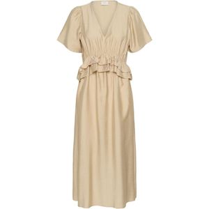 Kaffe - Jurk Jasmin - Sand - Cocktailjurk - 7/8 Lengte - V-hals