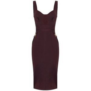 Elisabetta Franchi, Dames, Jurken, Bruin, Maat: XS Polyamide,