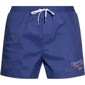 Dsquared2, Heren, Badkleding, Blauw, Maat: S Poliester,