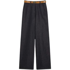 Max Mara Studio, Dames, Broeken, Blauw, Maat: L Katoen,