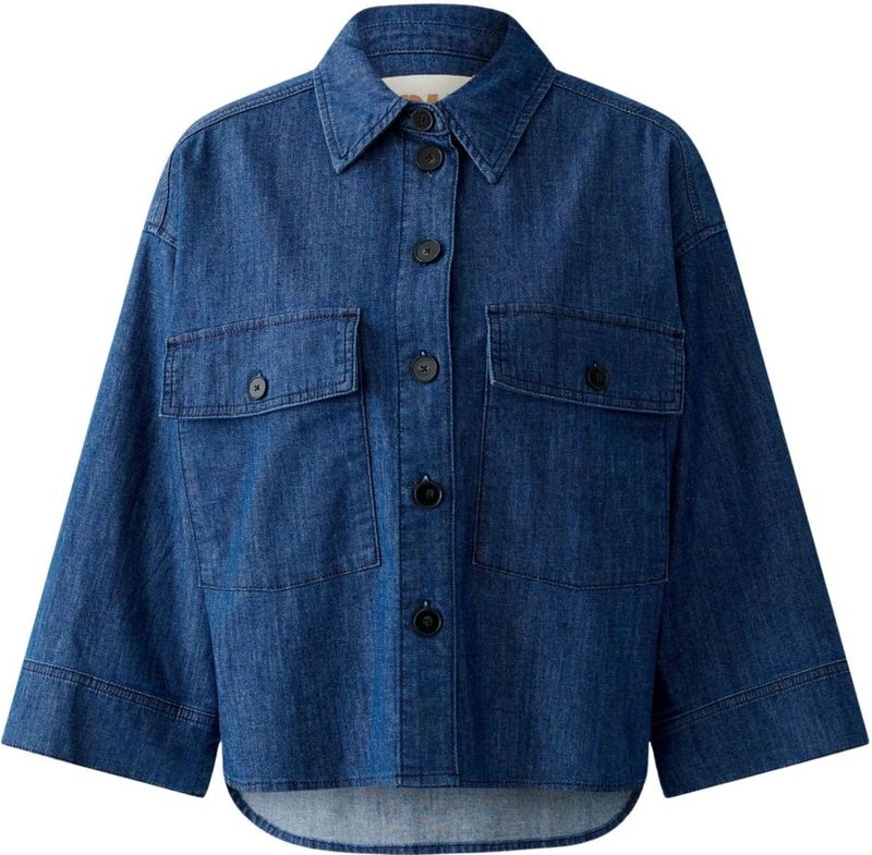 Oui, Dames, Jassen, Blauw, Maat: XS Katoen,