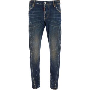 Dsquared2 Blauwe Ripped Jeans Regular Fit , Blue , Heren , Maat: 2XL