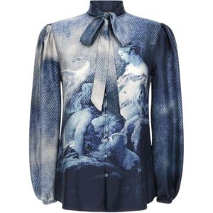 Roberto Cavalli, Dames, Blouses & Shirts, Blauw, Maat: M Zijde,