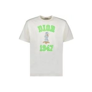 Dior Casual Bobby T-shirt met Logo Borduursel , White , Heren , Maat: S