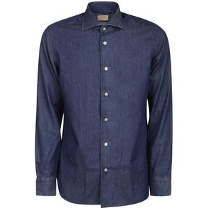Borriello Napoli, Heren, Overhemden, Blauw, Maat: XL Katoen,