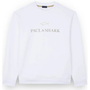 Paul & Shark, Heren, Sweatshirts & Hoodies, Wit, Maat: L Katoen,