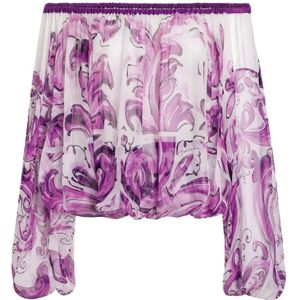Dolce & Gabbana, Dames, Blouses & Shirts, Veelkleurig, Maat: 2XS Zijde,