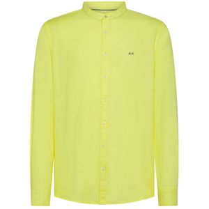 Sun68, Heren, Overhemden, Blauw, Maat: S Linnen,