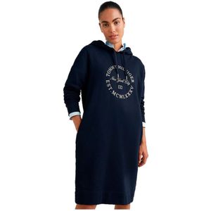Tommy Hilfiger, Dames, Jurken, Blauw, Maat: 2XS Katoen,