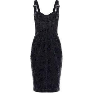 Versace Jeans Couture, Dames, Jurken, Zwart, Maat: XS Katoen,