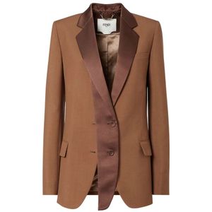 Fendi, Dames, Jassen, Bruin, Maat: XS Wol,