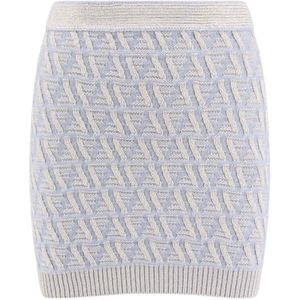 Fendi, Dames, Rokken, Blauw, Maat: 2XS Wol,