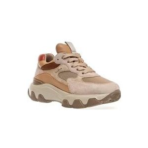 Hogan Beige Hyperactive Sneakers van Suède en Stof - Maat 36 , Pink , Dames , Maat: 39 EU