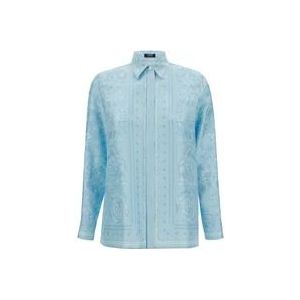 Versace Zijden overhemd met Barocco-print , Blue , Dames , Maat: S