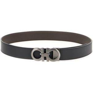 Ferragamo - Dubbele Riem - Zwart - Leer