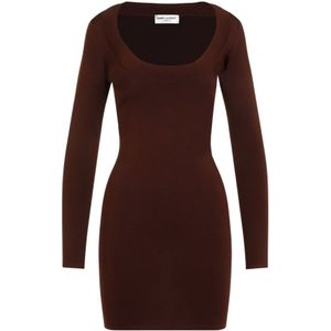 Saint Laurent, Dames, Jurken, Bruin, Maat: M Viscose,
