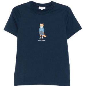 Maison Kitsuné, Dames, Tops, Blauw, Maat: XS Zijde,