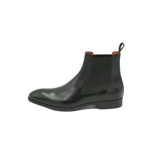 Santoni Heren Zwarte Leren Chelsea Laars , Black , Heren , Maat: 43 1/2 EU