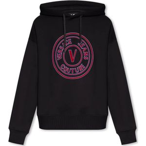 Versace Jeans Couture, Heren, Sweatshirts & Hoodies, Zwart, Maat: M Katoen,