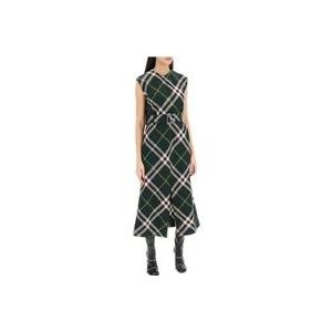 Burberry Geruite wollen midi-jurk , Multicolor , Dames , Maat: XS