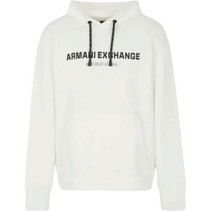 Armani Exchange, Heren, Sweatshirts & Hoodies, Wit, Maat: XS Katoen,