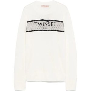 Twinset, Dames, Truien, Beige, Maat: L Wol,