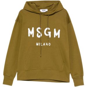 Msgm, Heren, Sweatshirts & Hoodies, Groen, Maat: L