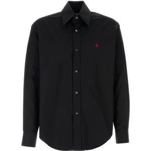 Alexander McQueen, Heren, Overhemden, Zwart, Maat: M Viscose,