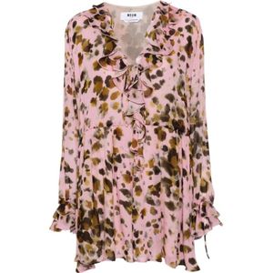 Msgm, Dames, Blouses & Shirts, Roze, Maat: XS Viscose,