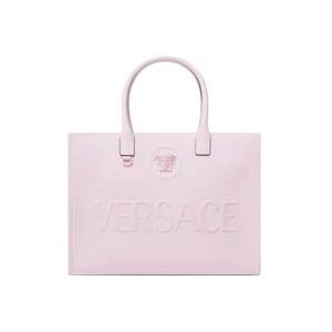 Versace Roze leren tote tas met Medusa Head , Pink , Dames , Maat: ONE Size