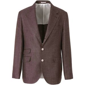 Brunello Cucinelli, Heren, Jassen, Bruin, Maat: XL Linnen,
