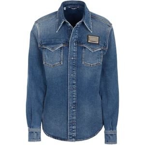 Dolce & Gabbana, Heren, Overhemden, Blauw, Maat: S Denim,