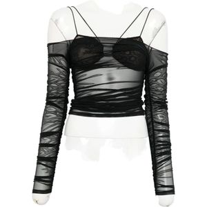 Amazuin, Dames, Tops, Zwart, Maat: ONE Size Polyamide,