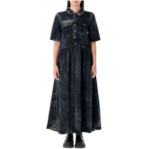 Ganni, Dames, Jurken, Zwart, Maat: S Denim,