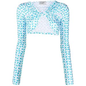 Coperni, Dames, Blouses & Shirts, Blauw, Maat: S Polyamide,